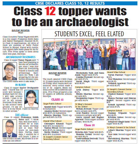 Excellent Results of Sagarites @ Sagar Public School Rohit Nagar, in Class X & XII CBSE Board Examinations, 2022- 23.